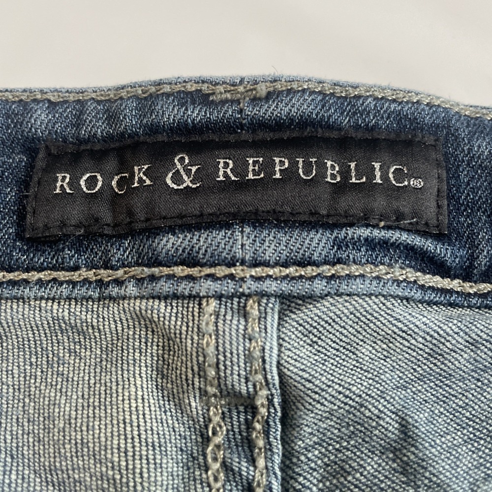 ROCK & REPUBLIC Size 16 X30 Kasandra Boot Cut Jeans Boot Cut Rivet Pockets Bling - Picture 4 of 7